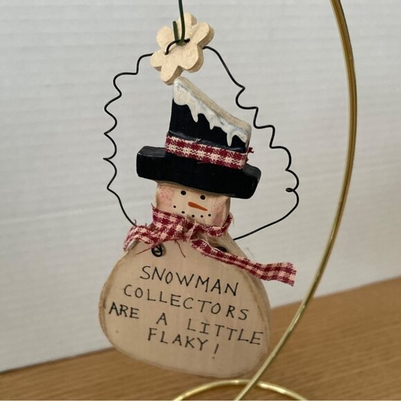 Rustic Wood Christmas Ornaments Set Of 3 Snowman Santa and Tree Primitive Decor - Picture 5 of 8